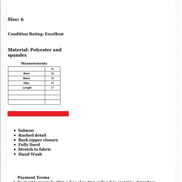 Boston Proper Salmon Ruched Jersey Dress size 6 - Picture 6 of 6